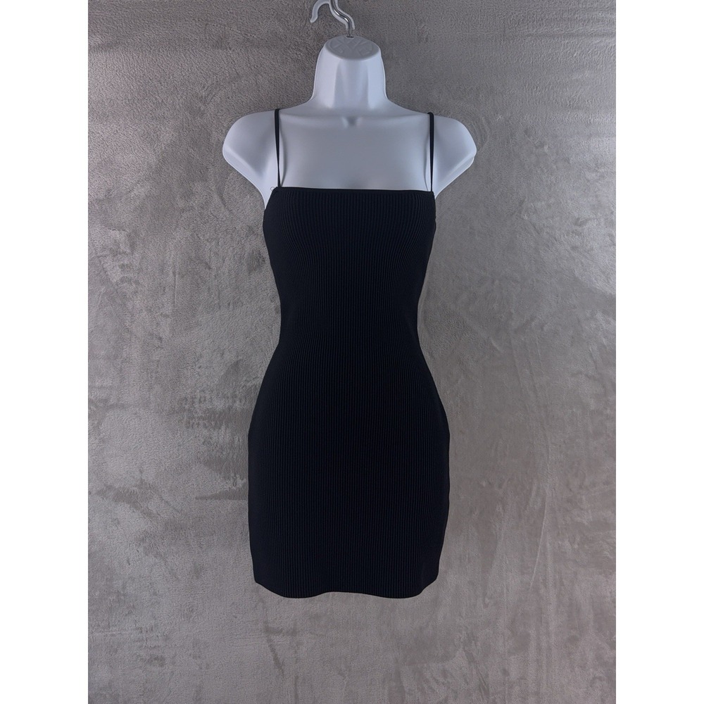 Babaton Mini Dress Womens‎ Size Small Black Ribbed Bodycon Spaghetti Strap
